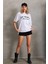 Unisex Baskılı Oversize T-Shirt - Beyaz 4