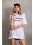 Unisex Baskılı Oversize T-Shirt - Beyaz 5