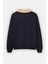 Lacivert Gömlek Yaka Şardonlu Baskılı Oversize Sweatshirt 4