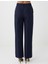 Lacivert Normal Paça Normal Bel Çizgili Dokuma Pantolon 5