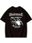 Örümcek Ağı Desenli Baskılı Oversize Bisiklet Yaka T-Shirt - Siyah 3
