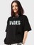 Kadın Baskılı Oversize T-Shirt - Siyah 1