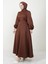 Ronay Tesettür Elbise Kahve 2