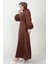 Ronay Tesettür Elbise Kahve 4