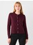 Bordo Parlak Düğme Detaylı Yuvarlak Yaka Triko Hırka 1