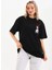 Unisex Baskılı Oversize T-Shirt - Siyah 4