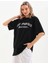 Unisex Baskılı Oversize T-Shirt - Siyah 3