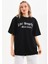 Unisex Baskılı Oversize T-Shirt - Siyah 7