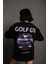 Kadın Oversize Baskılı Tişört – Golf Gtı Retro Araba Desenli, Ön & Arka Dijital Baskı, Sokak Modası Stil - Siyah 1