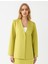 Yağ Yeşili Rahat Kesim Uzun Kollu Gizli Düğmeli Örme Ceket 1