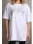 Unisex Taş Desenli Oversize T-Shirt - Beyaz 2