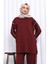 Bordo Biyeli Tunik Pantolonlu Modal Takım 3