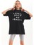 Unisex Baskılı Oversize T-Shirt - Siyah 1