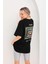 Unisex Baskılı Oversize T-Shirt - Siyah 7