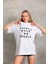 Unisex Baskılı Oversize T-Shirt - Beyaz 5