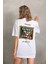Unisex Baskılı Oversize T-Shirt - Beyaz 7