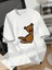 20/1 Penye Compack Ayı Baskılı Oversize Bisiklet Yaka Kısa Kol T-Shirt - Beyaz 1