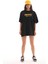 Unisex Bisiklet Yaka Baskılı Oversize T-Shirt - Siyah 1