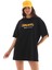 Unisex Bisiklet Yaka Baskılı Oversize T-Shirt - Siyah 4