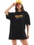 Unisex Bisiklet Yaka Baskılı Oversize T-Shirt - Siyah 6