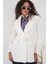 Kadın Kruvaze Yaka Blazer Ceket 0722 - Beyaz 1