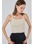 Kadın Askılı Crop Top Bluz 15934 - Krem 1