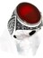 Desenli Kırmızı Akik Taşlı 925 Ayar Gümüş Erkek Yüzük – Sıcak Tonların Zarif Bir Yansıması 3