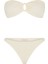 Dokulu Ekru Tokalı Straplez Bikini Takım 1