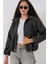Kadın Büzgülü Oversize Kaşe Ceket 0728 - Antrasit 3
