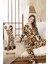 Kadın Leopar Desen Düğmeli Saphire Pijama Takımı 0336 Leopar 2