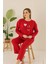 Uzun Kollu Polar Pijama Takımı Kırmızı Love Baskılı M 1