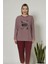 Baskılı Penye Bordo Pijama Takımı Best Model 3xl 1
