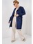 5864 Kruvaze Yaka Kısa Trençkot - Lacivert 2
