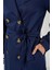 5864 Kruvaze Yaka Kısa Trençkot - Lacivert 5