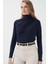 925 Büzgü Detaylı Sandy Bluz - Lacivert 1