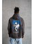 Erkek Yıldırım Baskılı Kapşonlu Sweatshirt - Gri 2