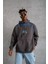 Erkek Yıldırım Baskılı Kapşonlu Sweatshirt - Gri 4