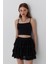 Tül Fırfırlı Şortlu Mini Etek Siyah 3