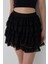 Tül Fırfırlı Şortlu Mini Etek Siyah 4