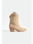 Kadın Sivri Burunlu Topuklu Bot Western - Bej 3