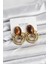 Pirinç Gold Renk Kahverengi Taşlı Vintage Kadın Küpe - TJ-BKP11354 1
