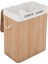 Bambu Çamaşır Sepeti, 100 L Çamaşır Ayırıcı, 2 Bölmeli, Çamaşır Torbalı Katlanabilir Çamaşır Sepeti, Dikdörtgen Çamaşır Kutusu, 52 x 63 x 32 Cm, Renk, LCB64Y 1