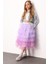 Lila Katlı Tüllü Kız Çocuk Uzun Etek - Azalea 3