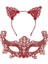 Romantik Kırmızı Dantel Maske Seti – Kedi Kulaklı Taç ve Maske 3 No 2