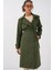 5938 Kruvaze Yaka Trençkot - Haki 3