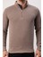 Fermuarlı Yaka Kahve Dar Kesim Erkek Triko 1