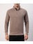 Fermuarlı Yaka Kahve Dar Kesim Erkek Triko 4