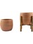 Tasarımı Ev Dekorasyon Yan Çizgi Desenli Terrakota Toprak Saksı Saksılık Salon Çiçeklik Ikili Set Ayaksız - 4 Ayaklı- 15 cm 1