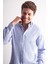 Beyaz - Mavi Düğmeli Yaka Kareli Desen Uzun Kol Premium Slim Fit %100 Pamuk Gömlek 1004255186 1