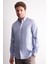 Beyaz - Mavi Düğmeli Yaka Kareli Desen Uzun Kol Premium Slim Fit %100 Pamuk Gömlek 1004255186 2